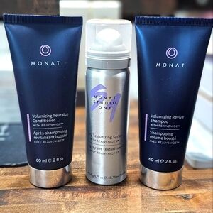 Monat Revive Volumizing Shampoo/Conditioner Dry Texturizing Spray set Brand New